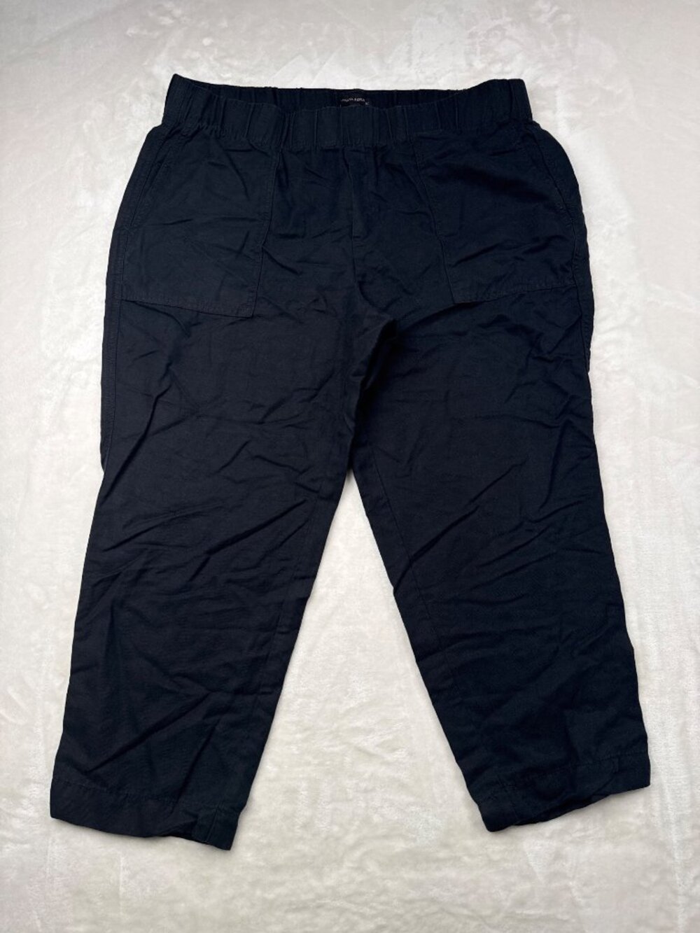 Banana Republic Womens Elastic Waist Navy Blue Linen-Blend Pants XL